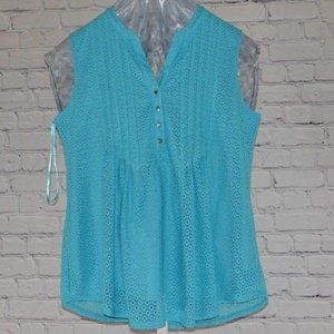 Westport Lined Sleeveless Eyelet Blouse